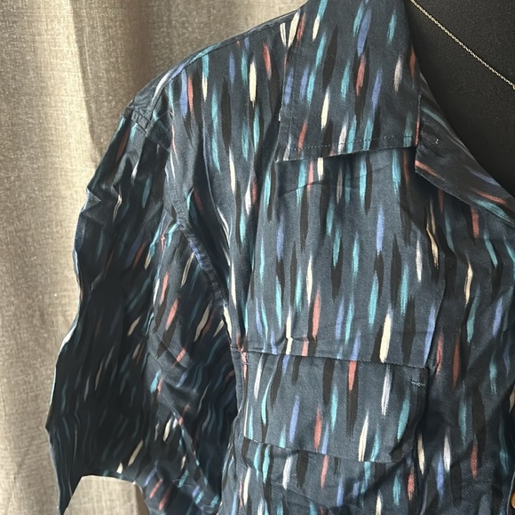 Blue Patterned Knickerbocker Short Sleeve Button Up - Picture 2 of 6